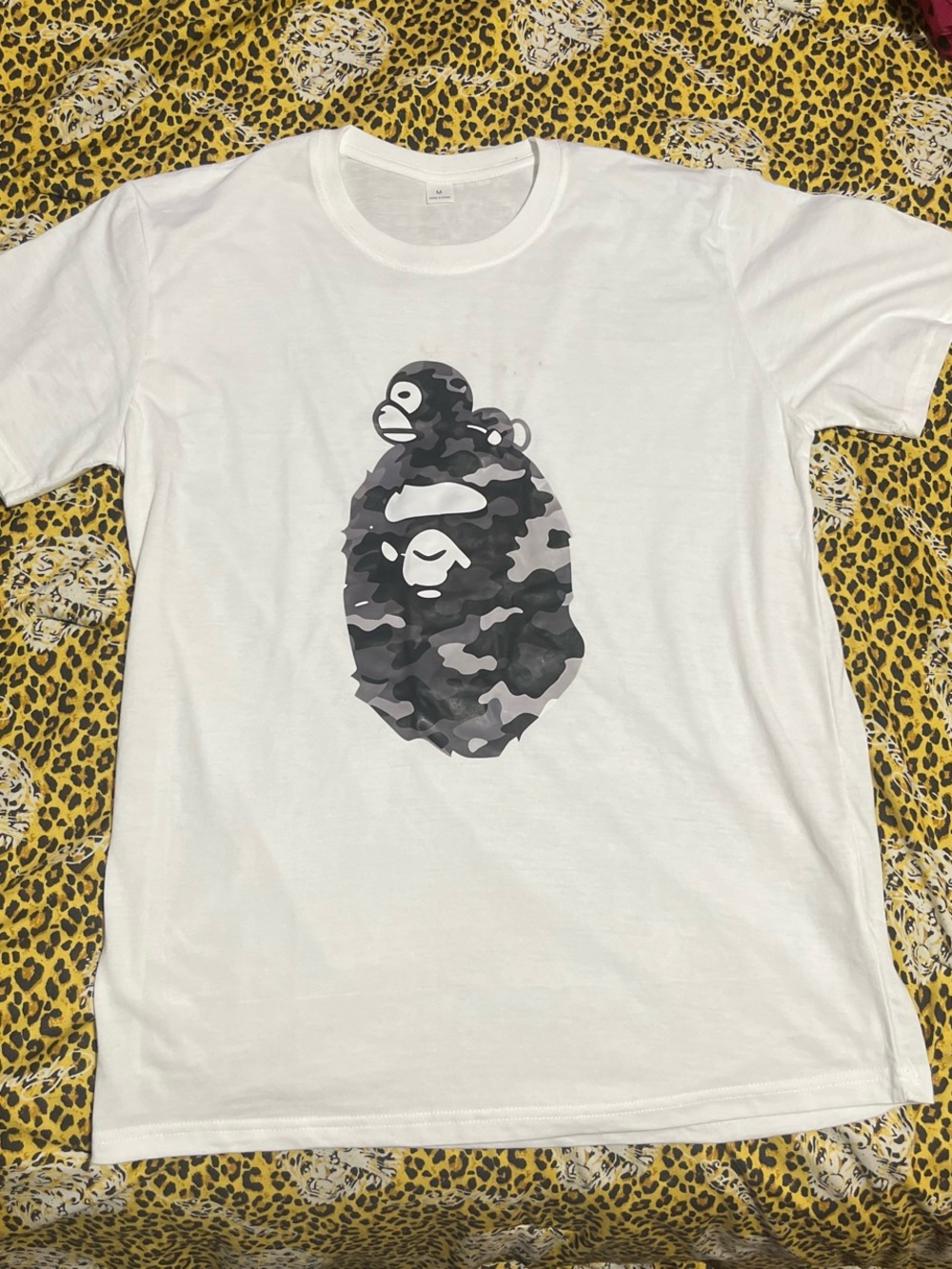 White Graphic Camouflage Ape T-Shirt - Men's